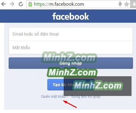 Click vào Quên mật khẩu