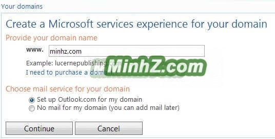 Đăng ký email dạng ttên miền với Outlook